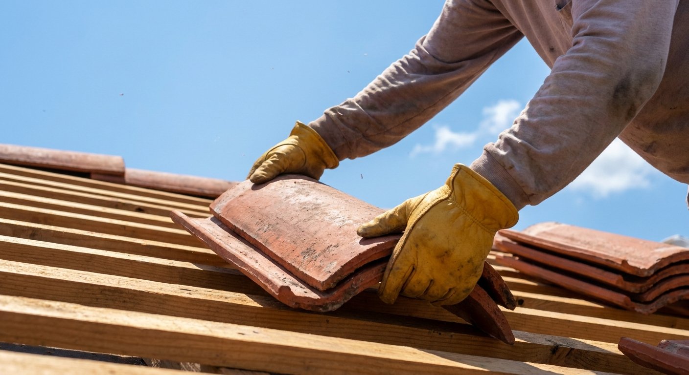 Clay barrel tile roof installation