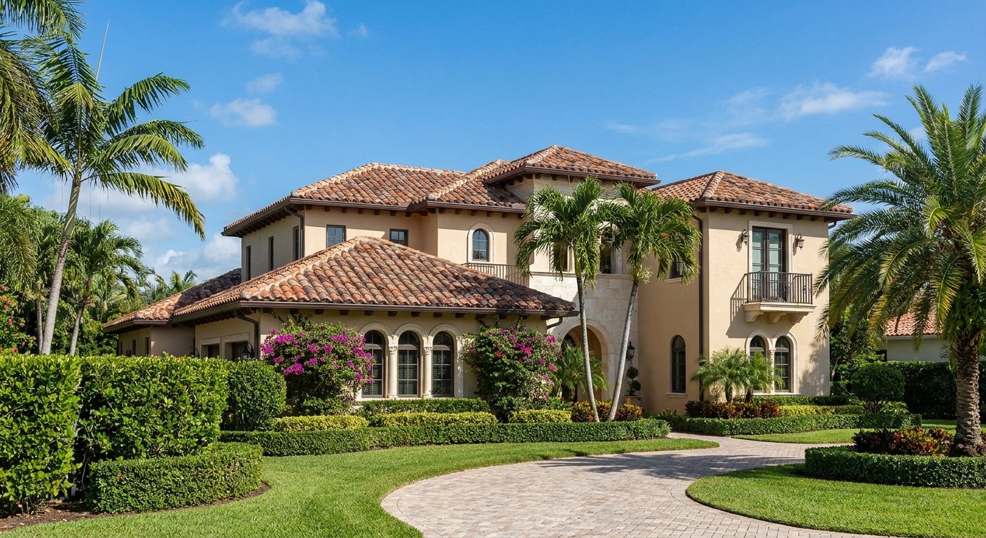 Restored South Florida home with terracotta tile roof